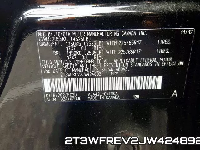2T3WFREV2JW424892 фото 2