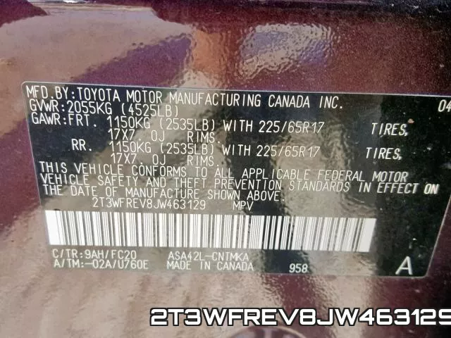 2T3WFREV8JW463129 фото 2