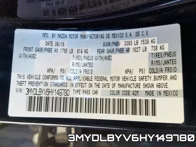 3MYDLBYV6HY149780 фото 2