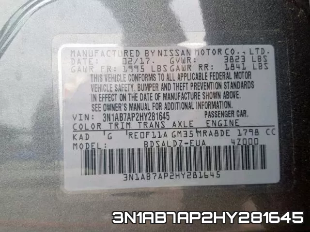 3N1AB7AP2HY281645 фото 2