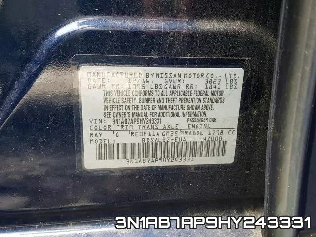 3N1AB7AP9HY243331 фото 2