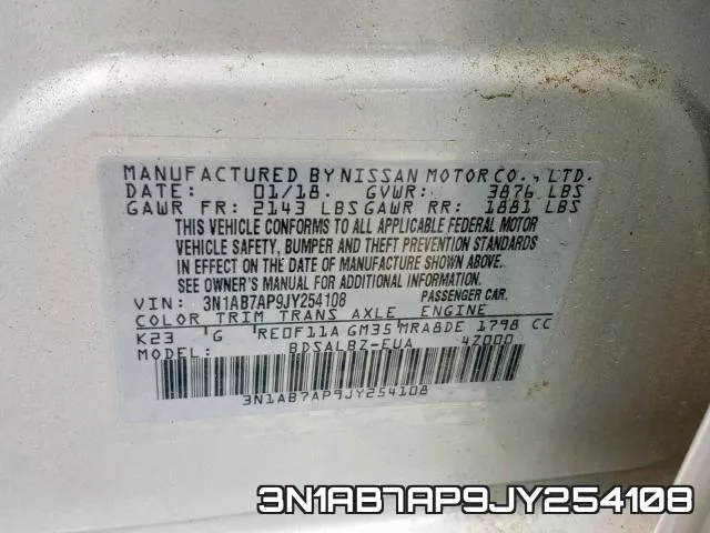 3N1AB7AP9JY254108 фото 2
