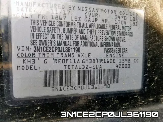3N1CE2CP0JL361190 фото 2