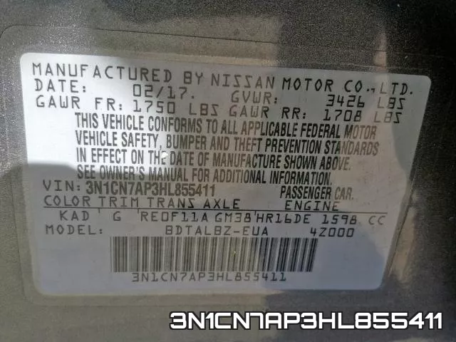 3N1CN7AP3HL855411 фото 2