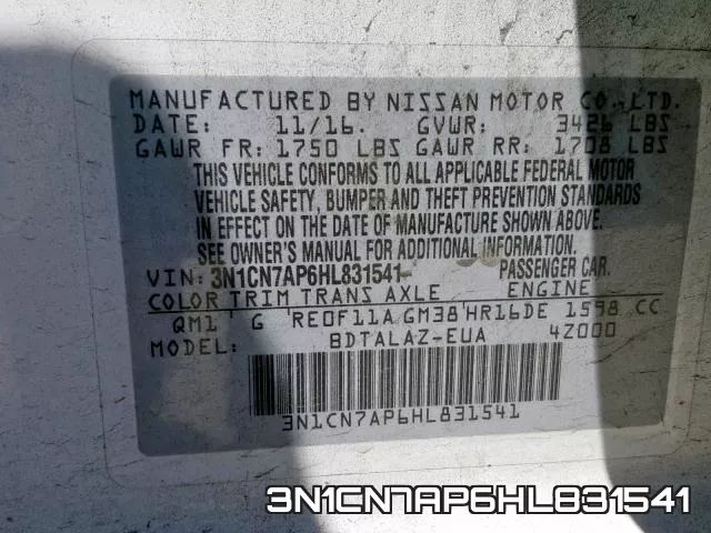 3N1CN7AP6HL831541 фото 2
