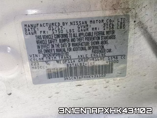 3N1CN7APXHK431102 фото 2