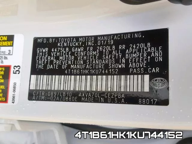 4T1B61HK1KU744152 фото 2