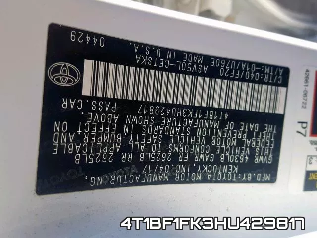4T1BF1FK3HU429817 фото 2