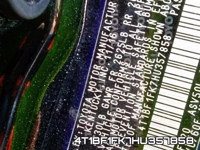 4T1BF1FK7HU357858 фото 2