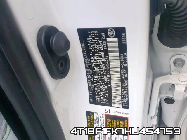 4T1BF1FK7HU454753 фото 2