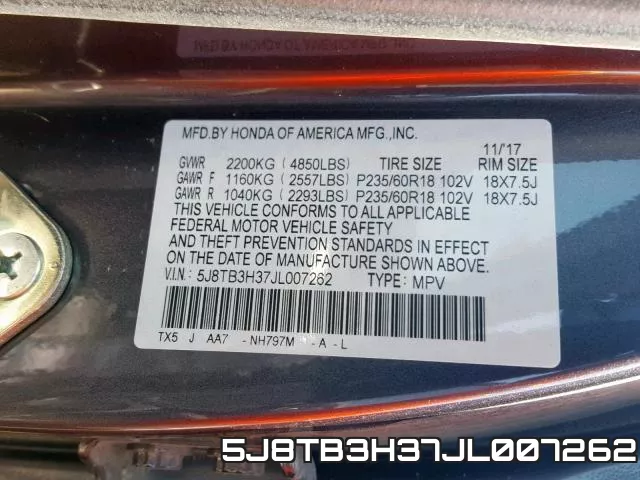 5J8TB3H37JL007262 фото 2