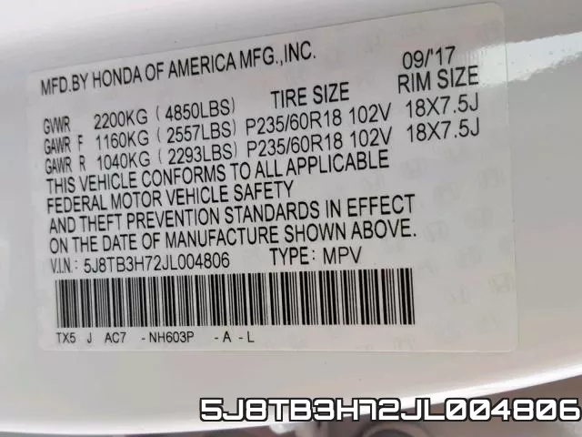 5J8TB3H72JL004806 фото 2