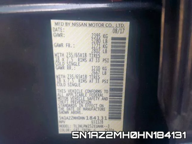 5N1AZ2MH0HN184131 фото 2
