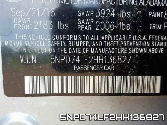5NPD74LF2HH136827 фото 2
