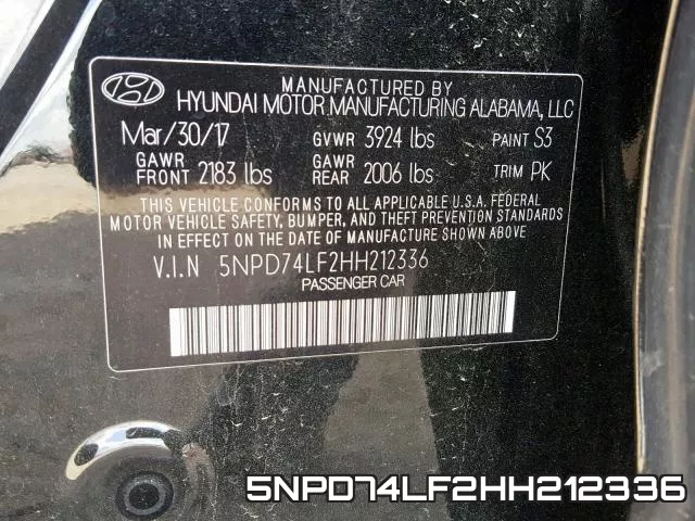 5NPD74LF2HH212336 фото 2