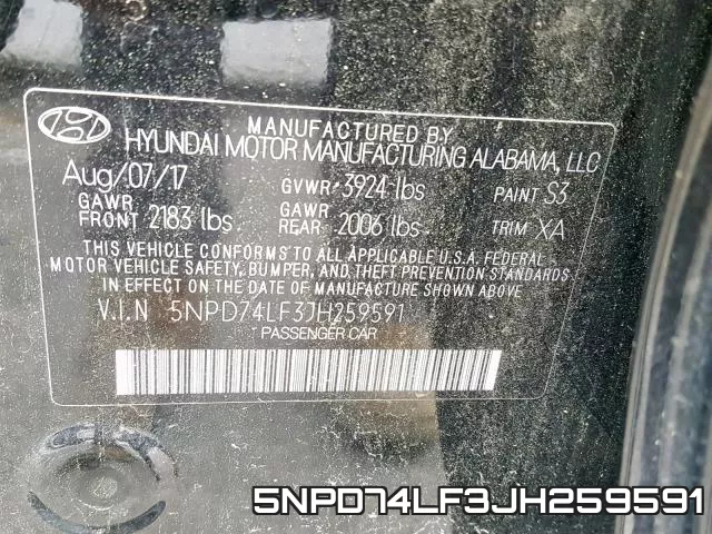 5NPD74LF3JH259591 фото 2