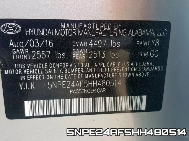 5NPE24AF5HH480514 фото 2