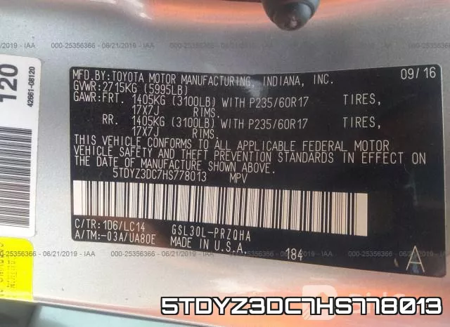 5TDYZ3DC7HS778013 фото 10