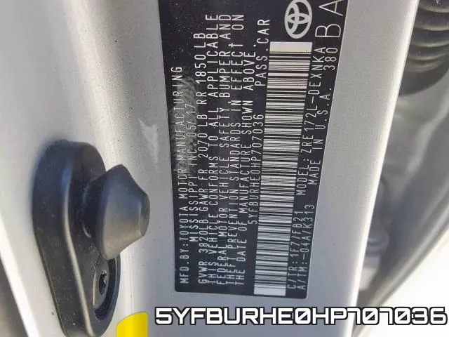 5YFBURHE0HP707036 фото 2