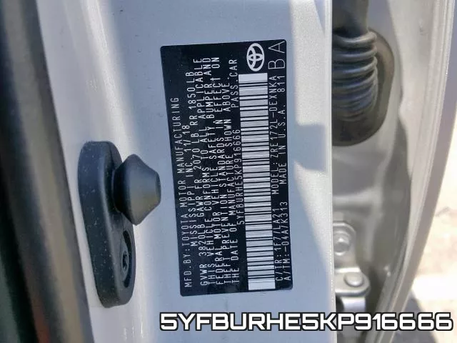 5YFBURHE5KP916666 фото 2