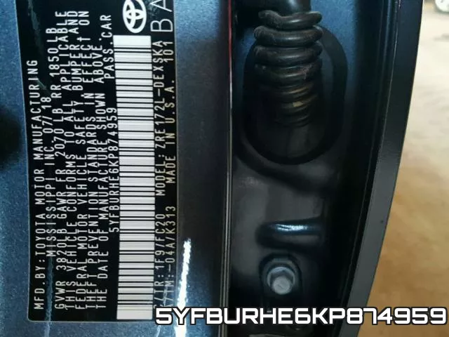 5YFBURHE6KP874959 фото 2