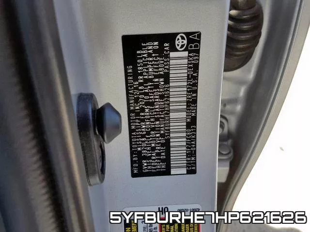 5YFBURHE7HP621626 фото 2