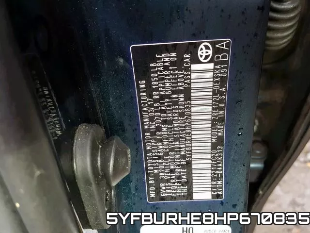 5YFBURHE8HP670835 фото 2