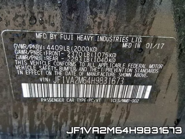 JF1VA2M64H9831673 фото 2