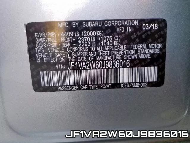 JF1VA2W60J9836016 фото 2