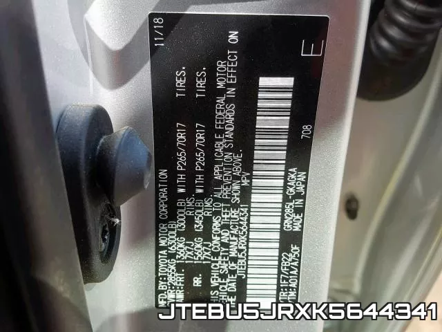 JTEBU5JRXK5644341 фото 2