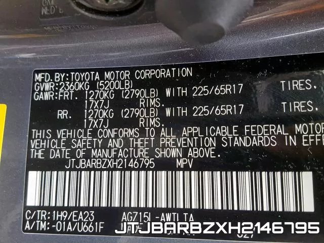JTJBARBZXH2146795 фото 2