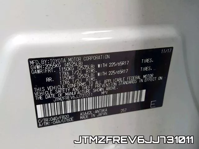 JTMZFREV6JJ731011 фото 2