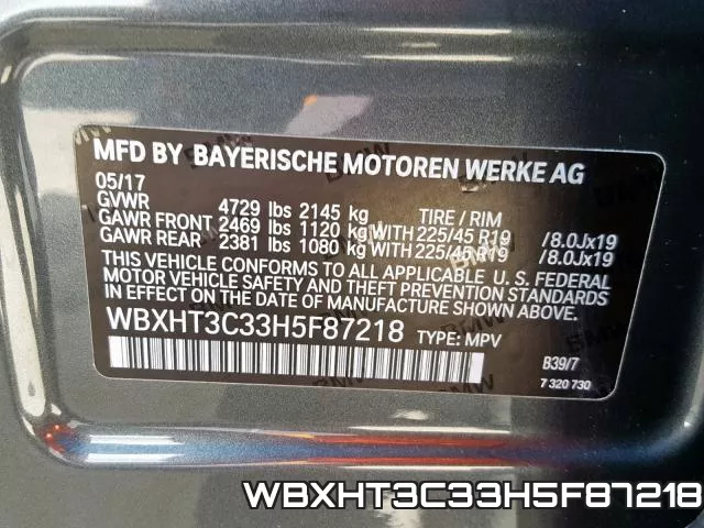 WBXHT3C33H5F87218 фото 2