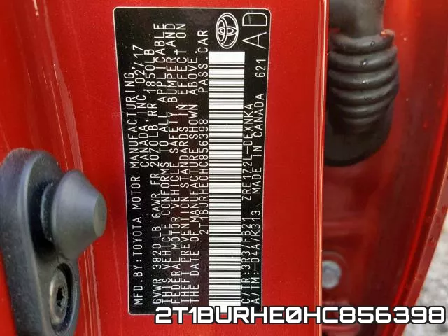 2T1BURHE0HC856398 фото 2