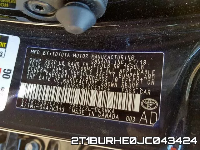2T1BURHE0JC043424 фото 2