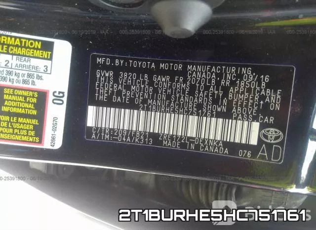 2T1BURHE5HC751761 фото 10
