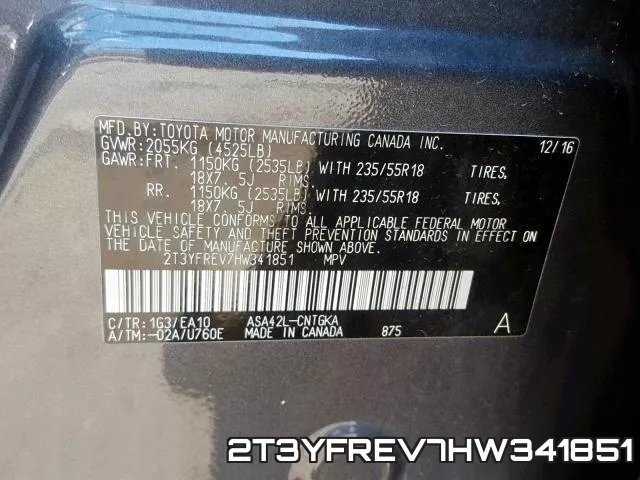 2T3YFREV7HW341851 фото 2