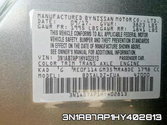 3N1AB7AP1HY402813 фото 2