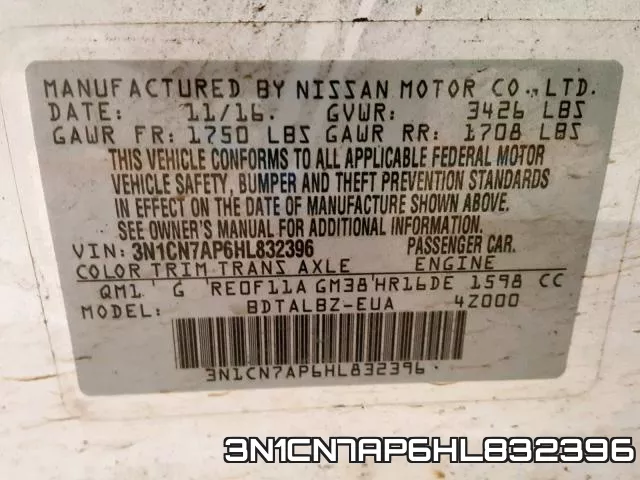3N1CN7AP6HL832396 фото 2