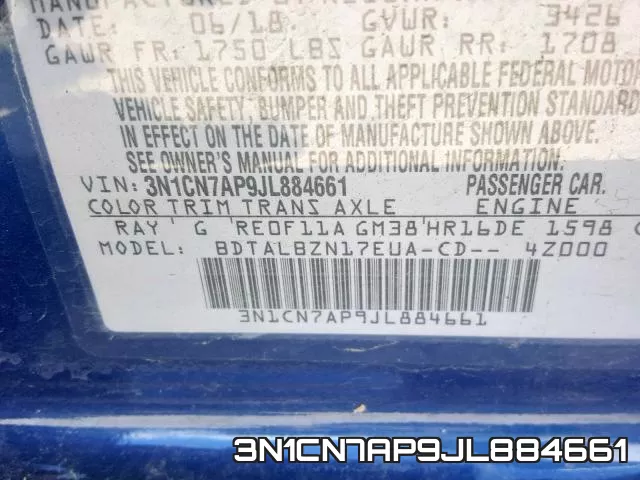 3N1CN7AP9JL884661 фото 2