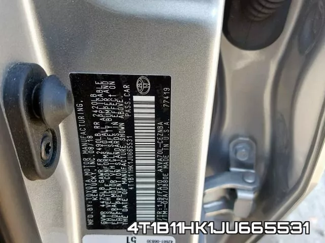 4T1B11HK1JU665531 фото 2