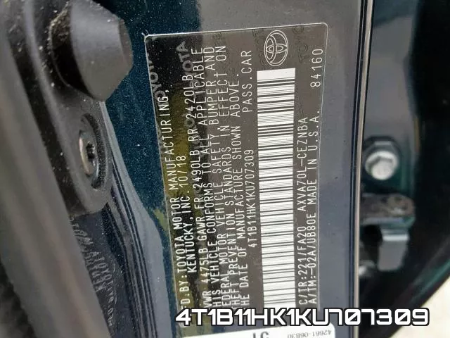 4T1B11HK1KU707309 фото 2