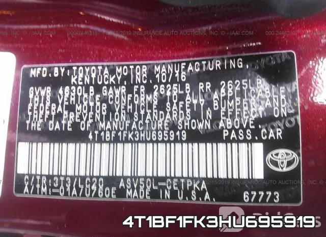 4T1BF1FK3HU695919 фото 10