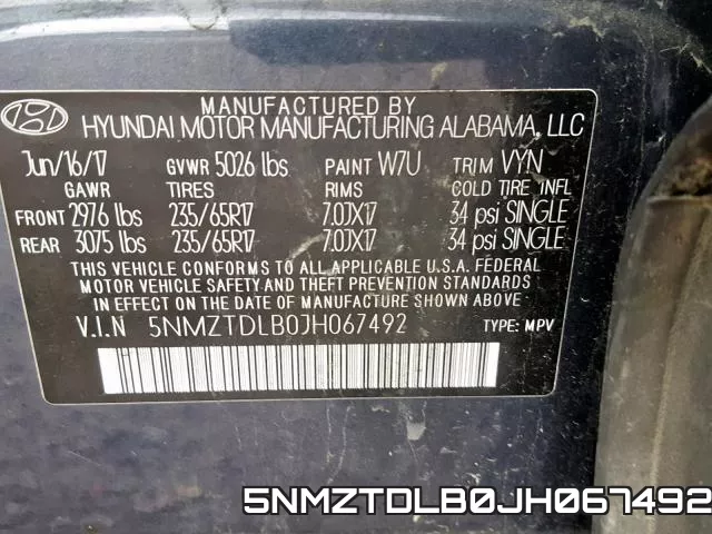 5NMZTDLB0JH067492 фото 2