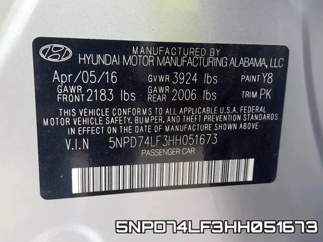 5NPD74LF3HH051673 фото 2