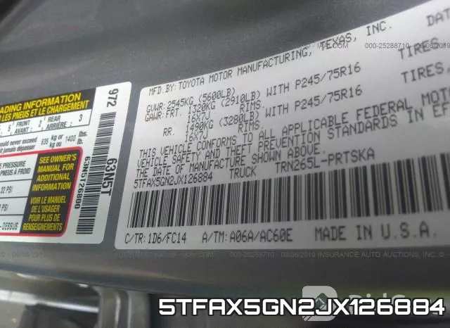 5TFAX5GN2JX126884 фото 10