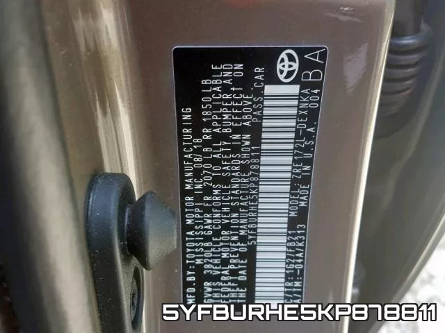 5YFBURHE5KP878811 фото 2