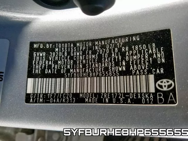 5YFBURHE8HP655655 фото 2