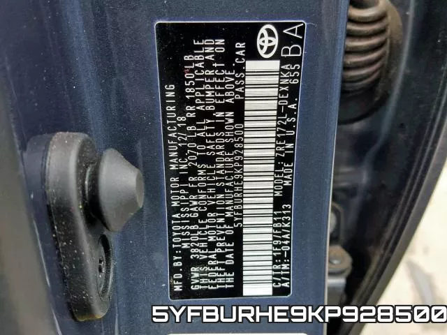 5YFBURHE9KP928500 фото 2