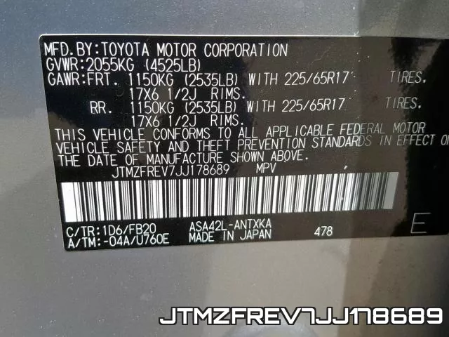 JTMZFREV7JJ178689 фото 2